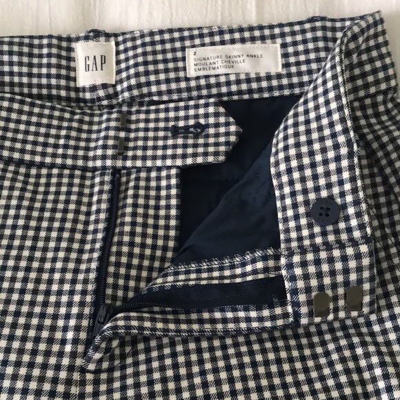 Gap Blue & White Gingham Signature Skinny Ankle crop pants size 2 - Picture 6 of 9